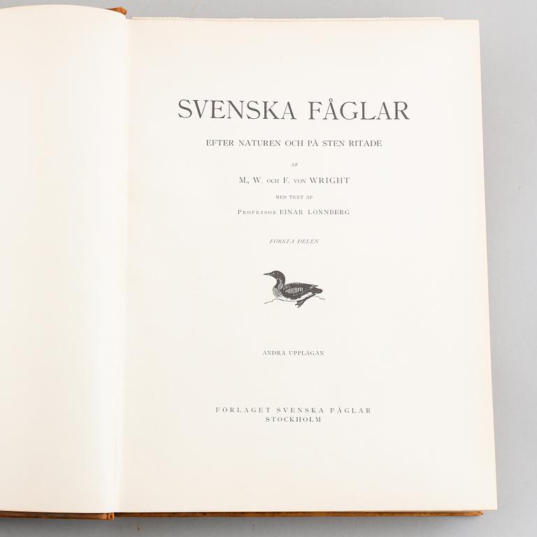 The von Wright brothers, three volumes "Svenska Fåglar", Börtzells tryckeri AB, Stockholm, 1927-1929.