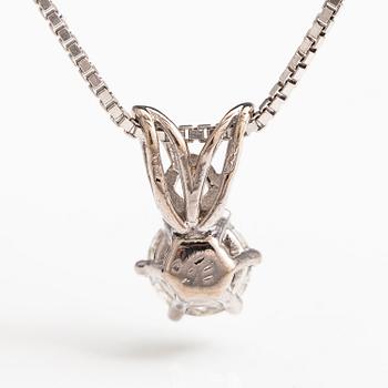 A 14K white gold neclöace with a ca. 0.50 ct brilliant cut diamond.
