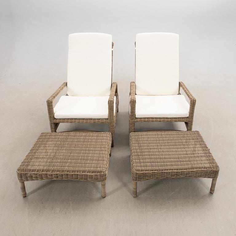 Loungefåtöljer med fotpallar, ett par, Artwood, 2000-tal.