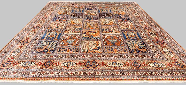 A figural Kashmar carpet, approx. 347 x 300 cm.