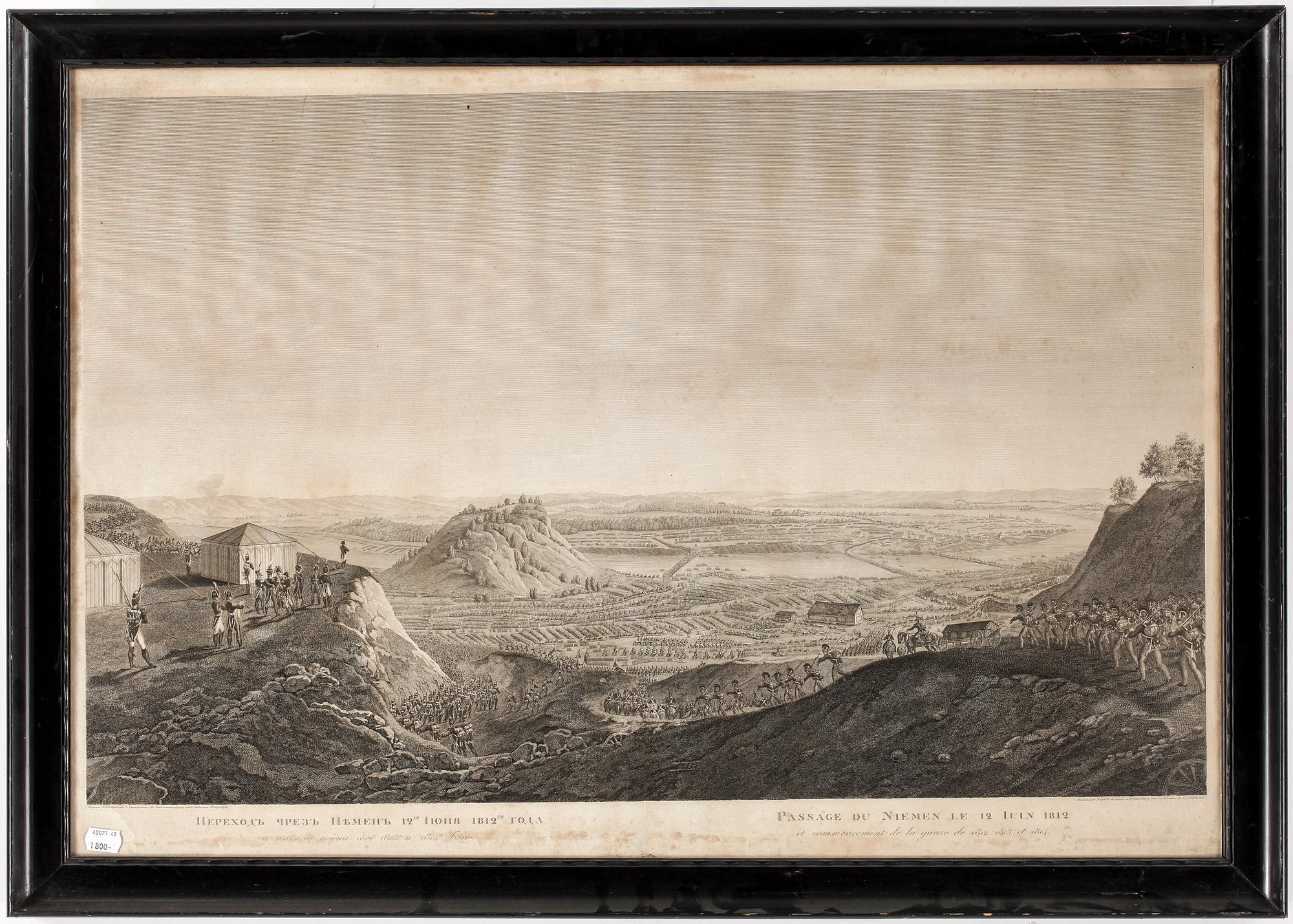 KOPPARSTICK, efter Giuseppe Pietro Bagetti, graverad av S Klauber, 1800-tal.