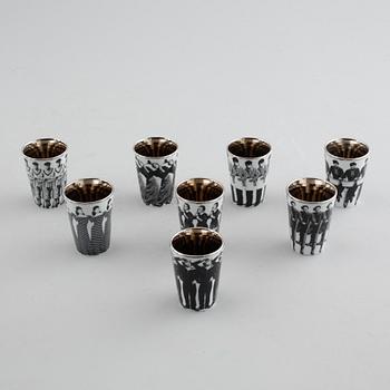 Eight porcelain shot glasses by Åsa Lindström for Rörstrand, 21th century.