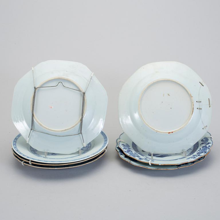 TALLRIKAR, 7 st, porslin, Kina, 1700-tal.