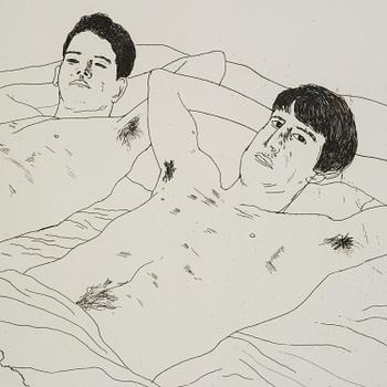 David Hockney, "In Despair", ur "Illustrations for Fourteen Poems from C.P. Cavafy".
