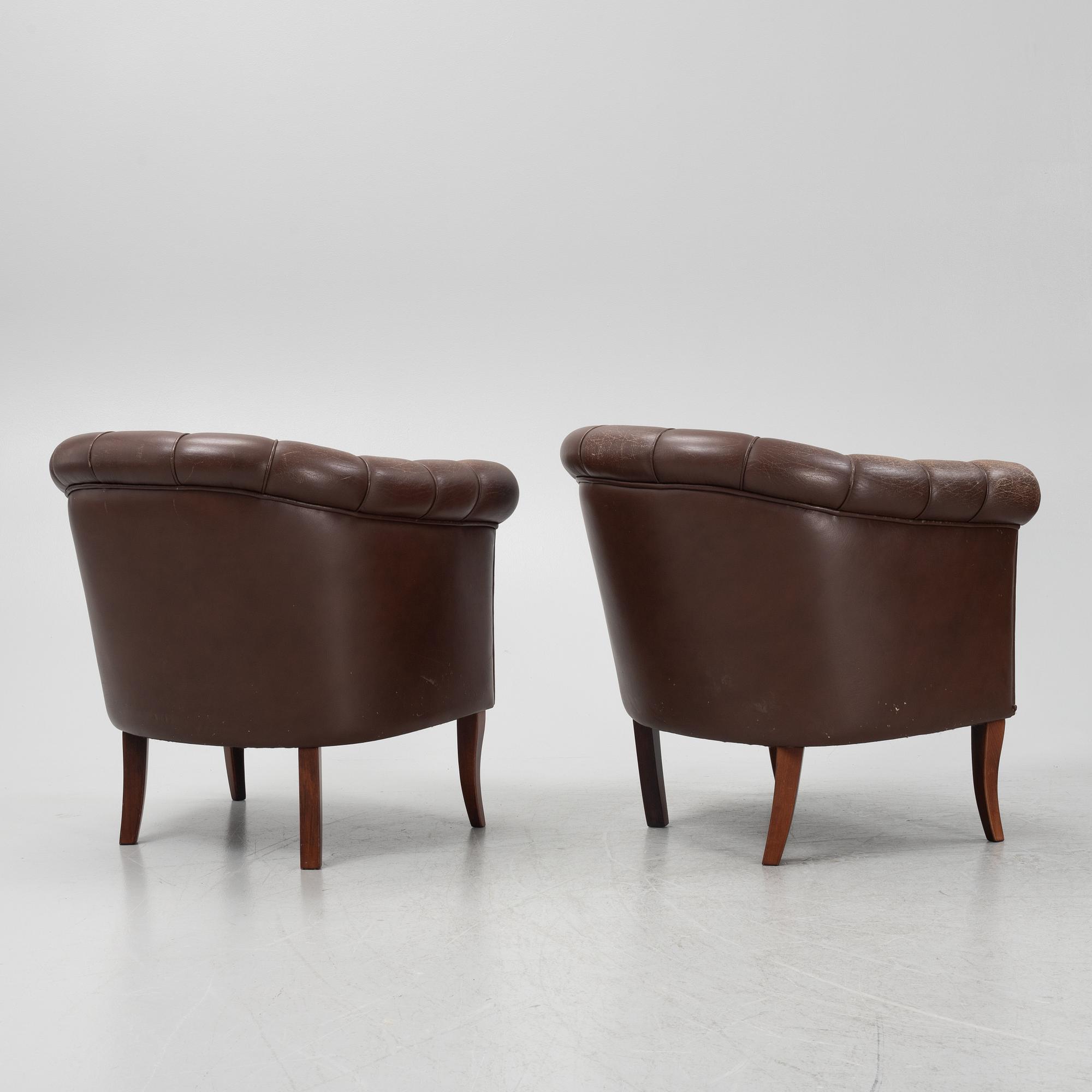 Four club chairs, late 20th century.