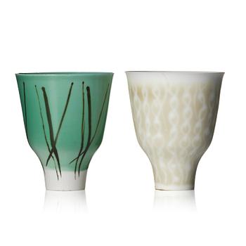 Wilhelm Kåge, a set of two bone china "Cintra" vases, Gustavsberg Studio, Sweden 1954.