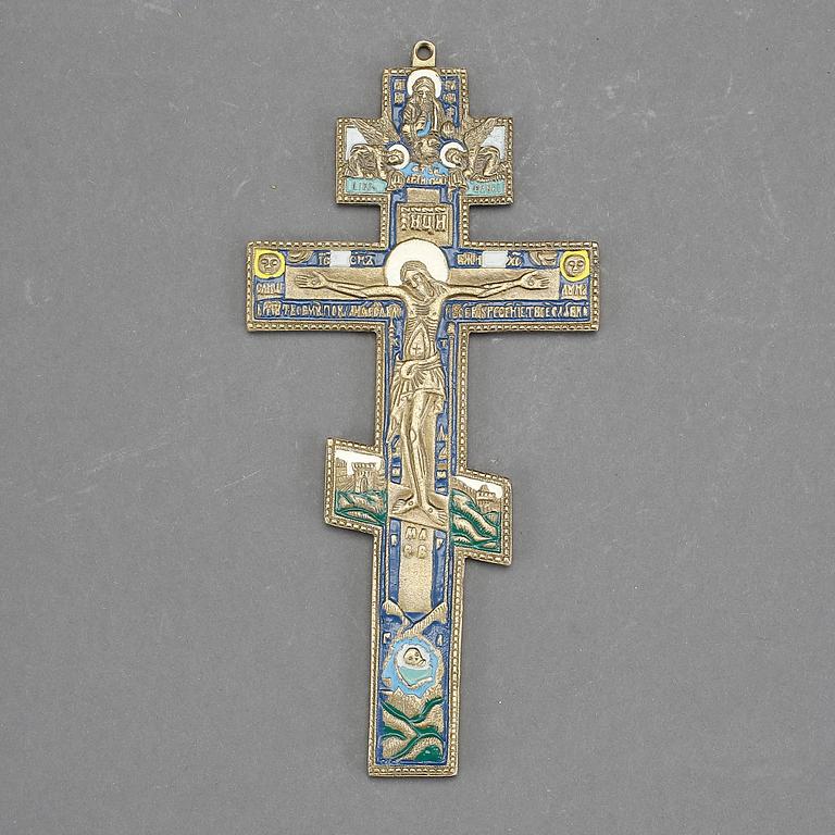 IKONKORS, mässing, Ryssland, sekelskiftet omkr 1900.