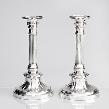 Pehr Zethelius, ljusstakar, ett par, silver, Stockholm 1779. Gustavianska.