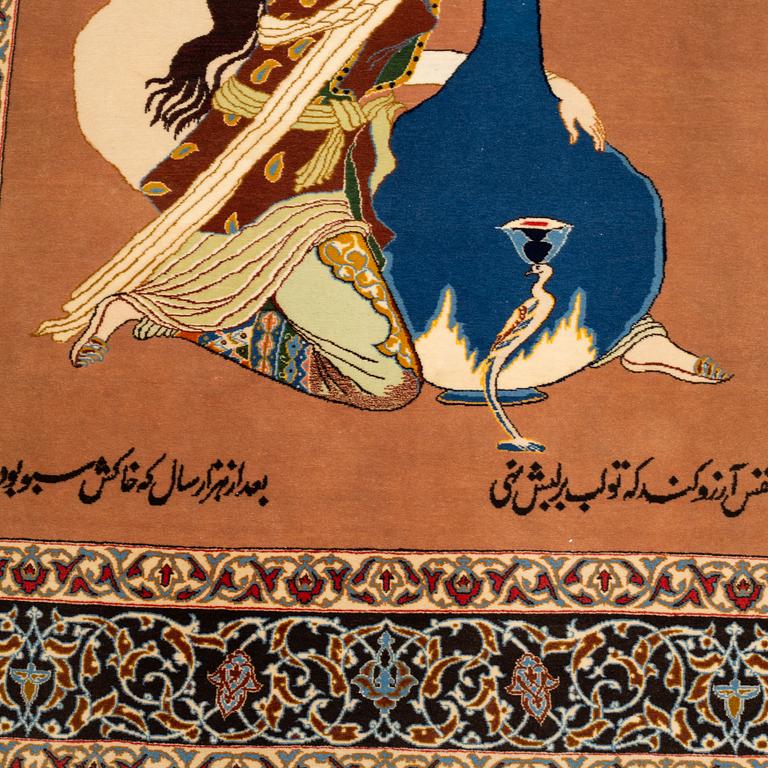 A rug, Old Esfahan, part silk, signed, ca 151,5 x 104,5 cm.