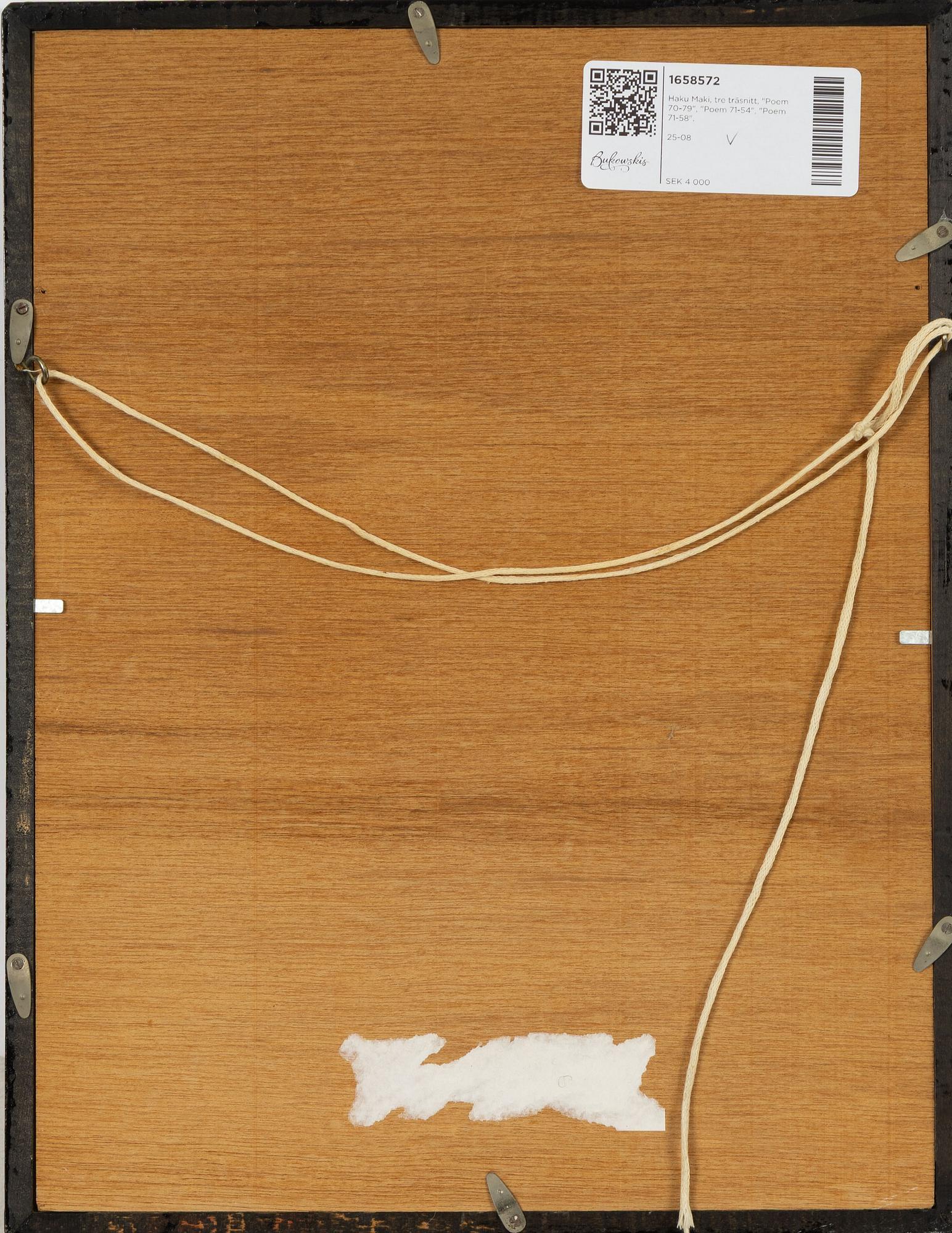 Haku Maki, tre träsnitt, "Poem 70-79", "Poem 71-54", "Poem 71-58".