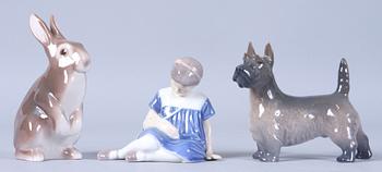 FIGURINER, 3 st, porslin, Kongl Dansk samt Bing & Gröndahl.