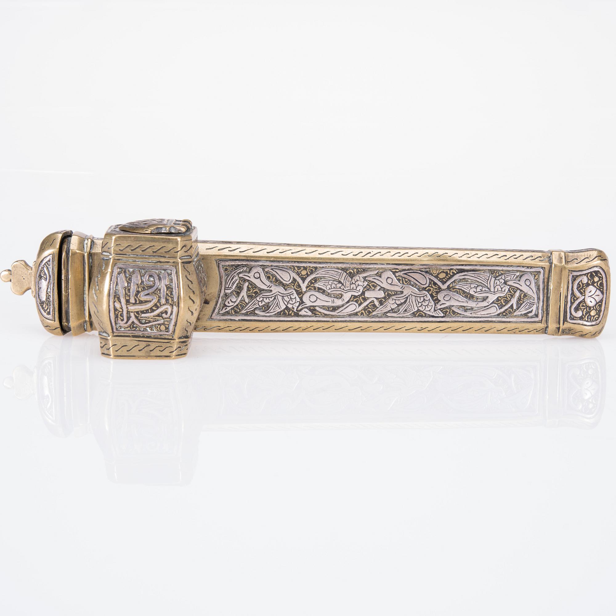 SKRIVDON, mässing samt silver, ottomansk, 1800-senare hälft.