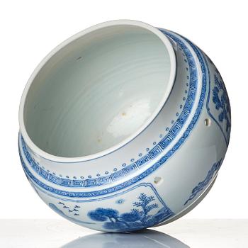 A blue and white pot, Qing dynasty, Kangxi (1662-1722) with mark and of the period.