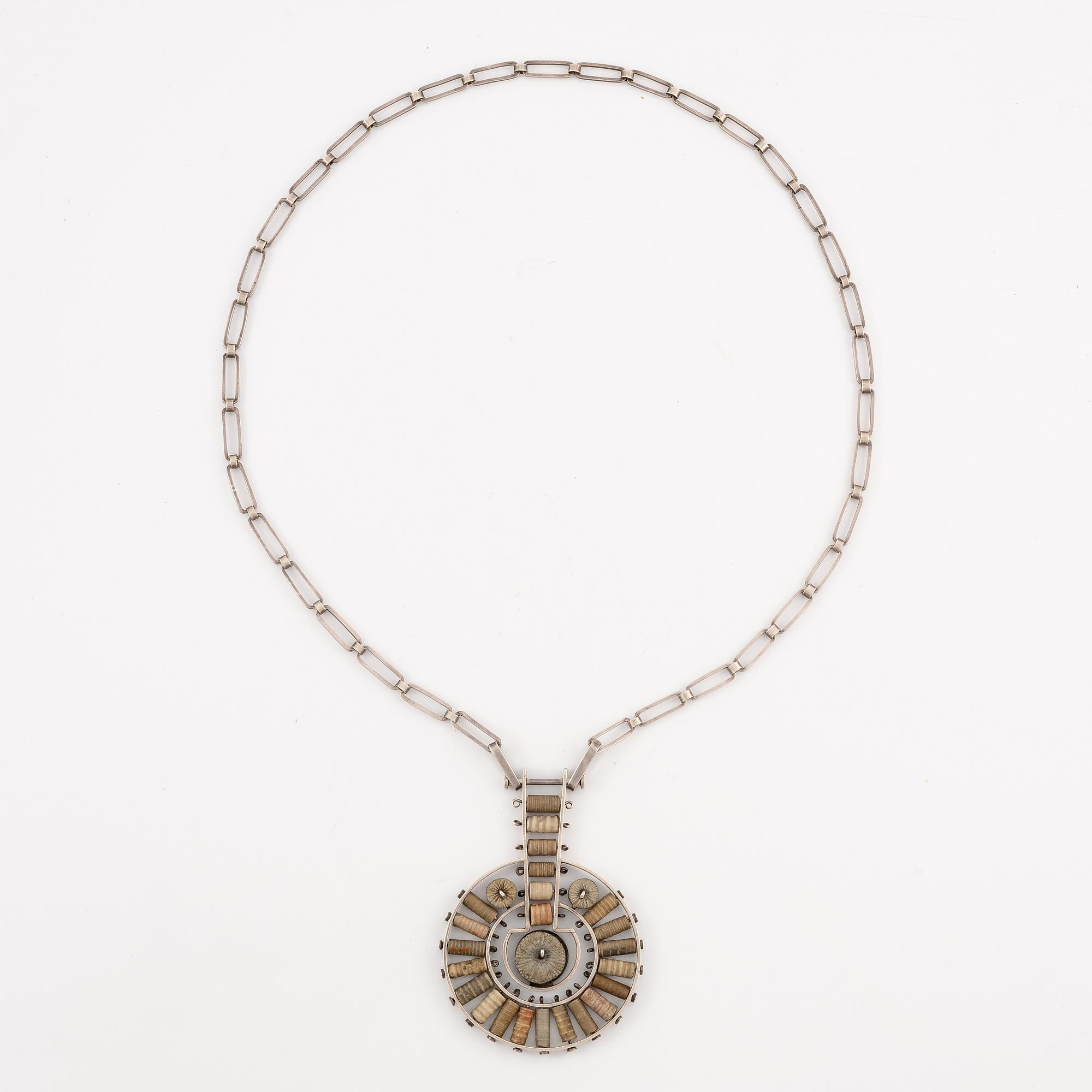 Inga-Britt "Ibe" Dahlquist, a necklace, sterling silver with fossils, Malmö 1965.