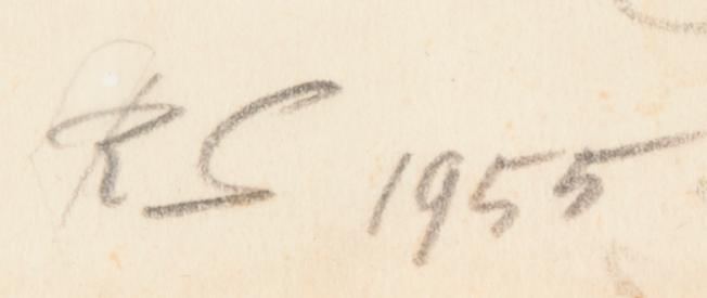 REIDAR SÄRESTÖNIEMI, blyertsteckning, signerad RS och daterad 1955.
