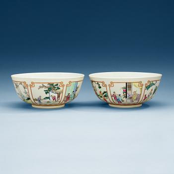 1663. A pair of famille rose bowls, Republic.