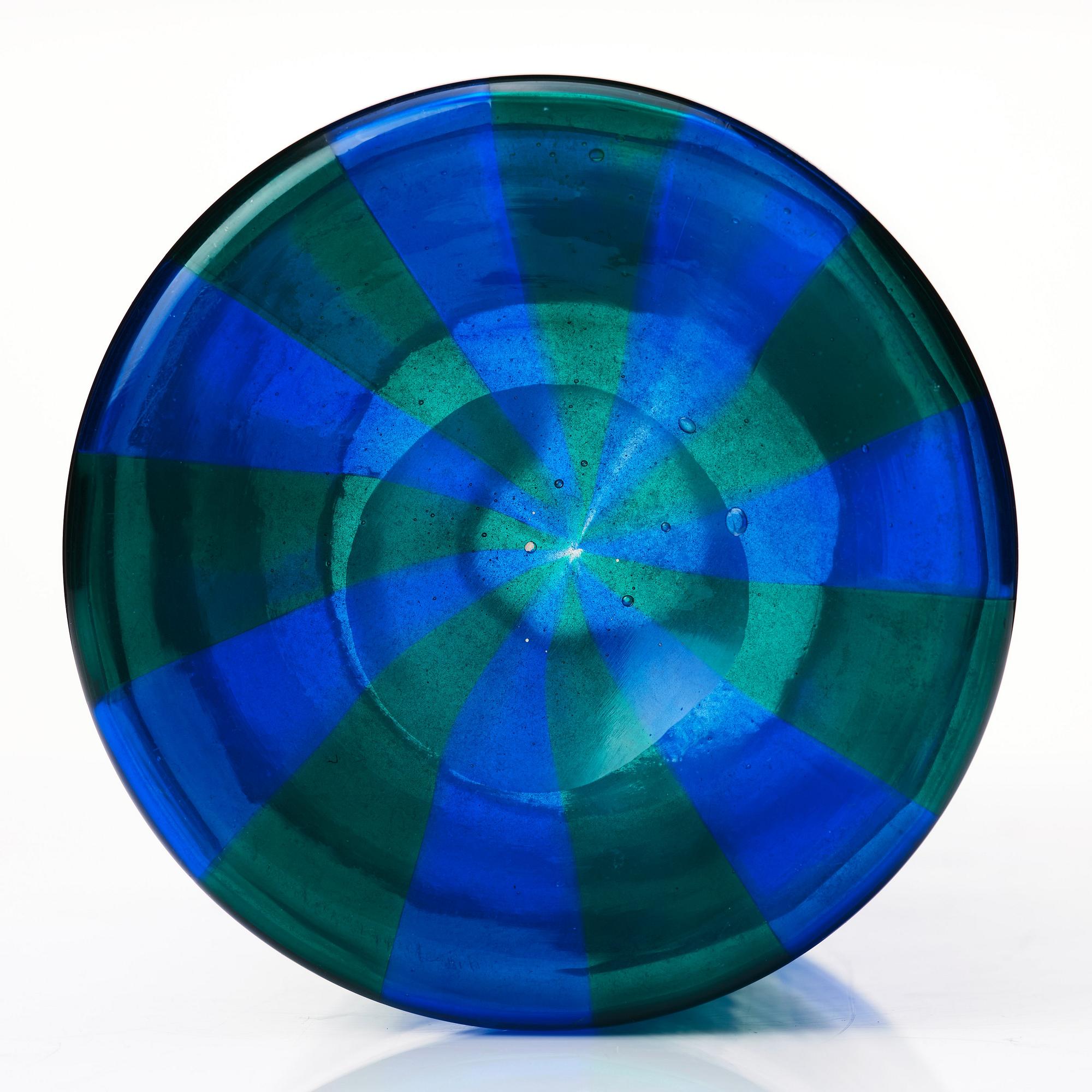 Fulvio Bianconi, a blue and green glass pitcher, Venini Murano, Italy 1960s.
