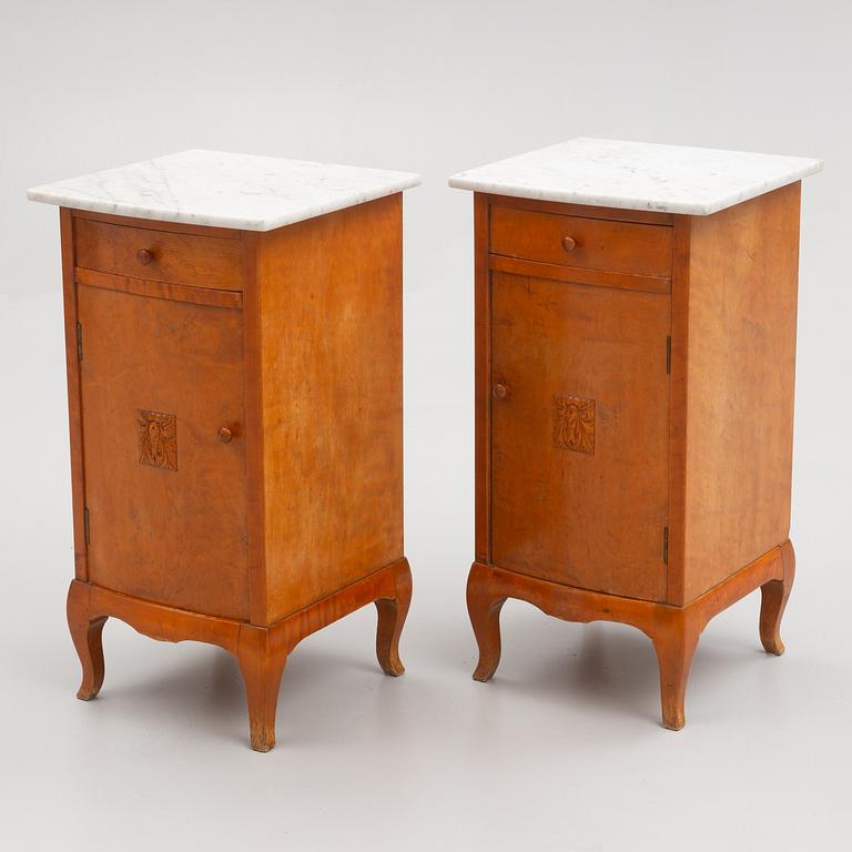 Bedside tables, a pair, Nässjö Stolfabrik, first half of the 20th century.