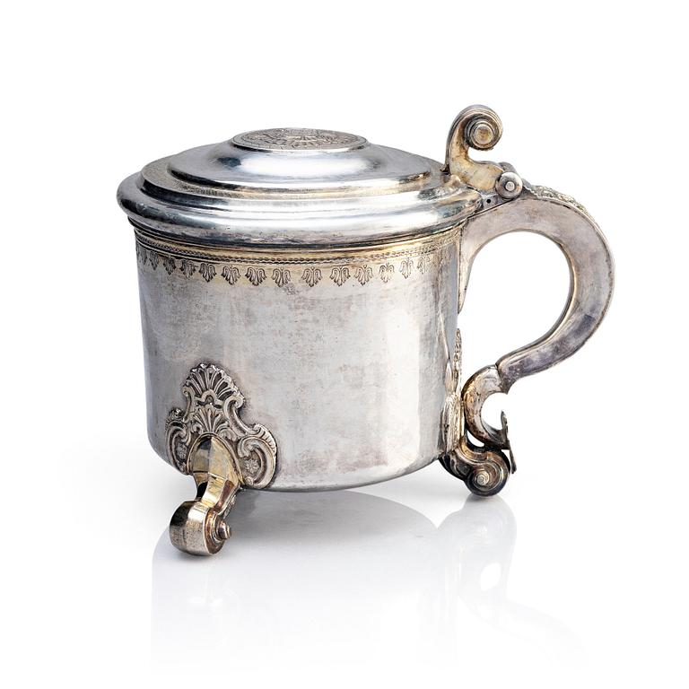 A Swedish  18th century parcel-gilt silver tankard, mark of Hans Langberg, Söderhamn 1770.