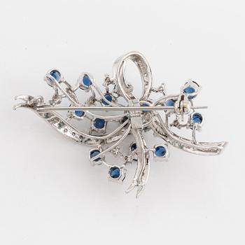 Sapphire and eight-cut diamond brooch.