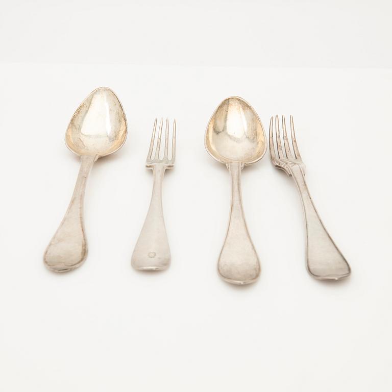 Forks and spoons, 9+7 pcs, Stockholm, 18th-19th century.