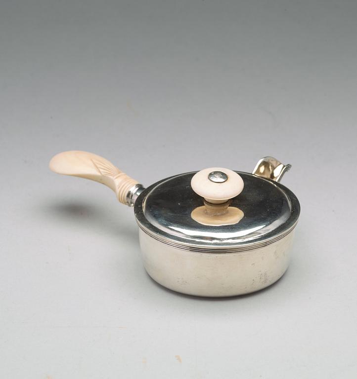 A Russian 19th century parcel-gilt silver sauce-pan, mark of Adolf Sper, St Petersburg 1835.