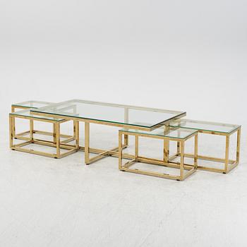 A 21st Century 5 pcs glass coffee table.
