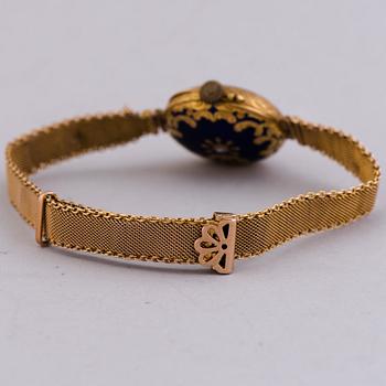 ARMBANDSUR, emalj, 18K guld, rosenslipad diamant, 24 mm.