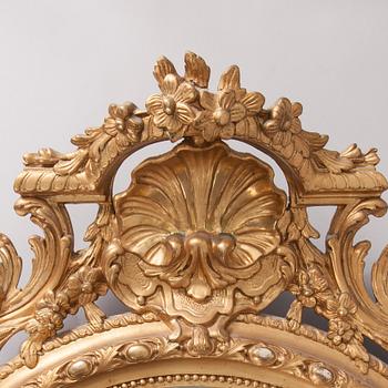 SPEGEL samt KONSOLBORD, rokokostil, sent 1800-tal.