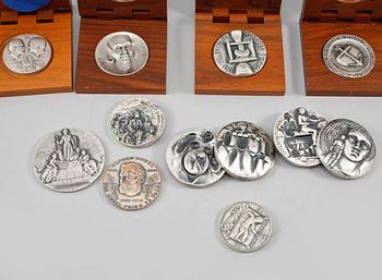 MEDALJER, 11 st, silver, Sverige, Finland, bla Kauko Räsänen, 1975-1981, vikt ca 900 gram.