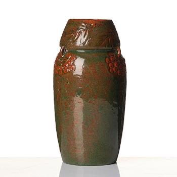 Hilma Persson-Hjelm, a glazed earthenware art nouveau vase, executed in her studio, Arvika 1908. Nr 684.