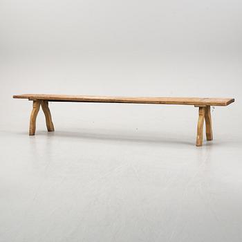 A painted pine bench, 19th Century.