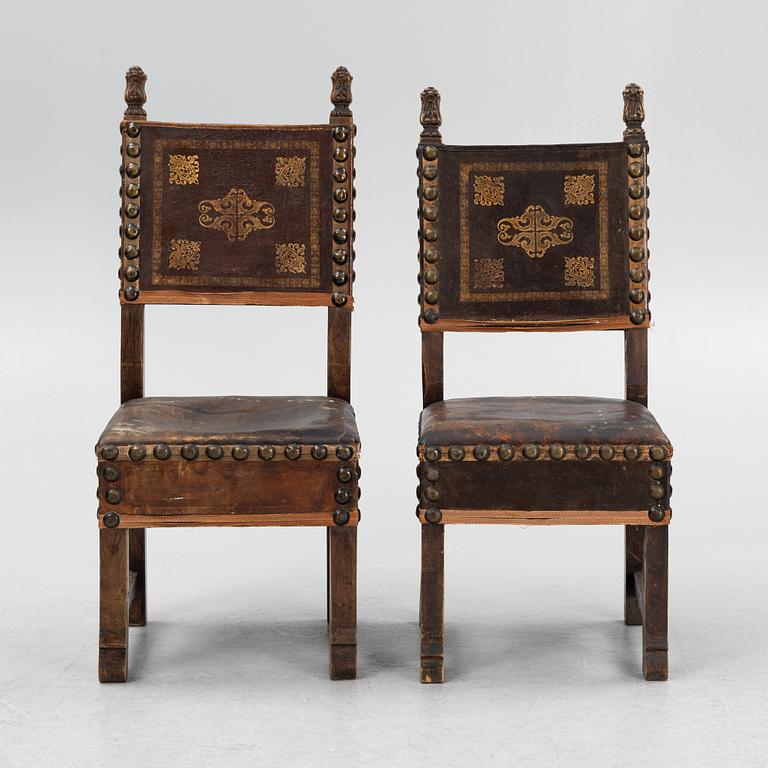 A set of nine beech Baroque style chairs, end of the 19th Century.