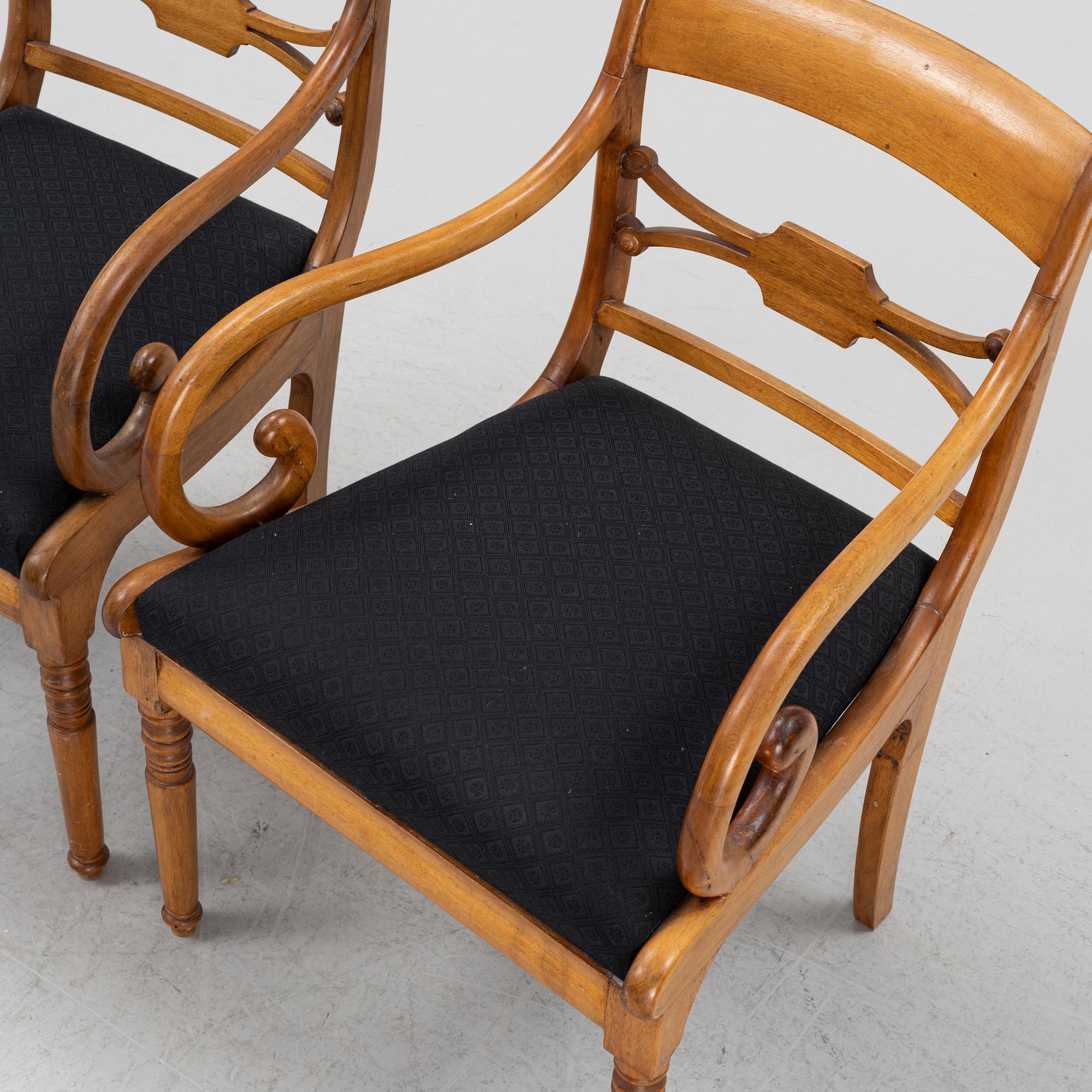 A pair of Empire armchairs, mid 19th century.