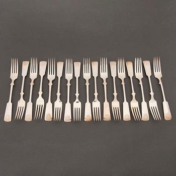 A 48-pcs set of silver cutlery with seashell decoration, Finnish hallmarks, Turku and Hämeenlinna 1956-1983.