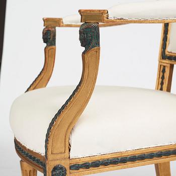 A pair of late Gustavian armchairs.