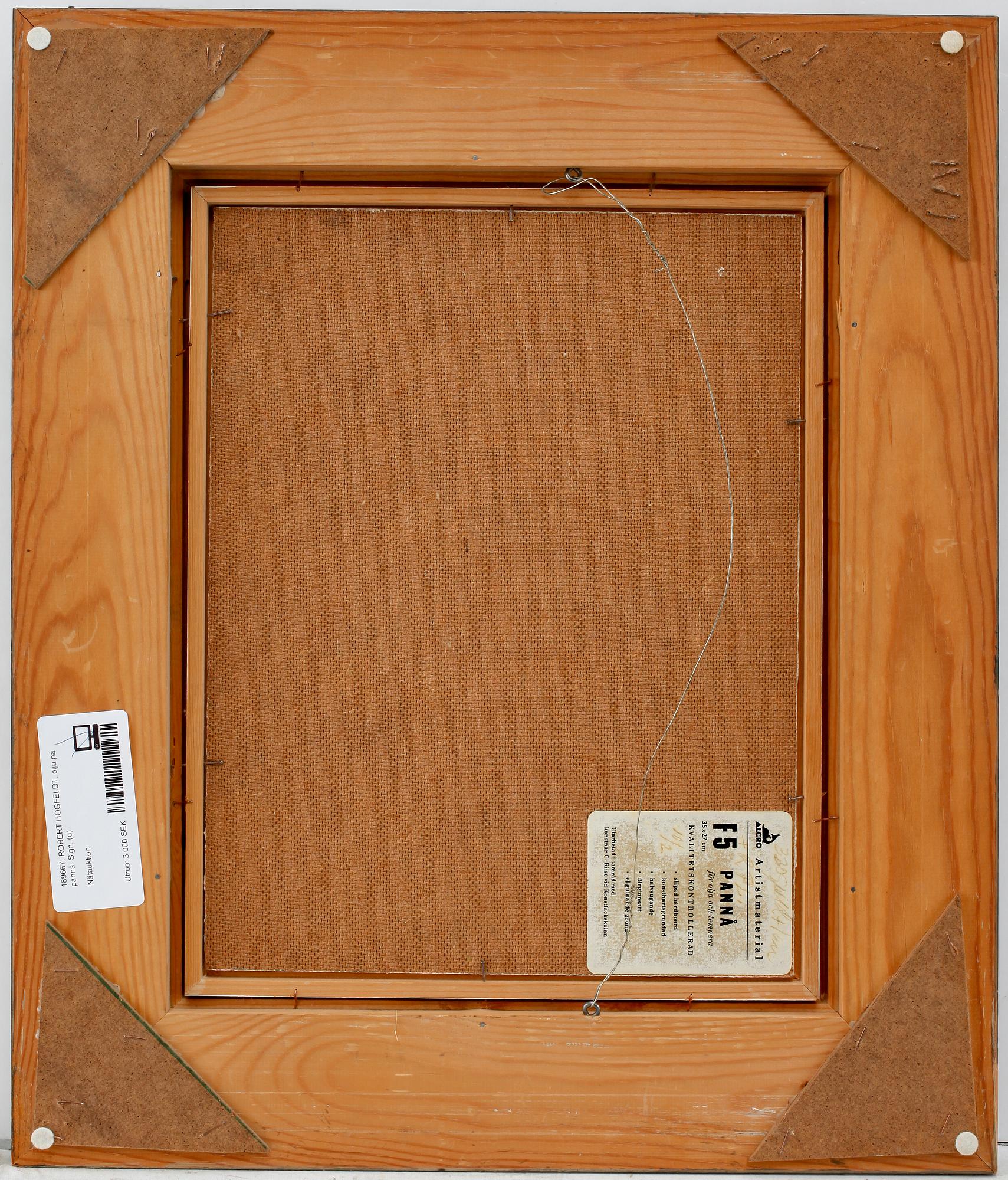 ROBERT HÖGFELDT, olja på pannå. Sign.