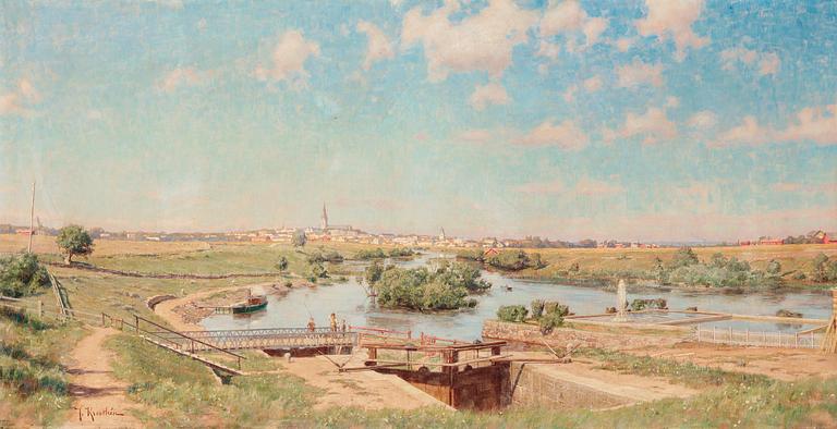 Johan Krouthén, "Totalvy över Linköping från Tannefors 1884".