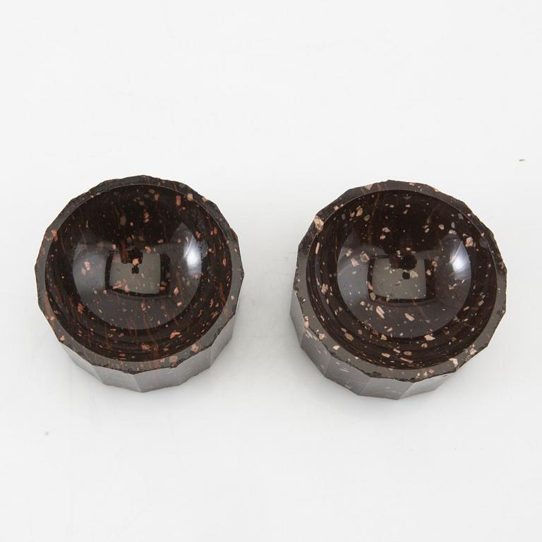 A pair of salt cellars, circa 1800, Rännås porphyry.