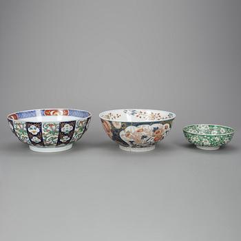 SKÅLAR, 3 st, porslin, Japan, 1800-1900-tal.