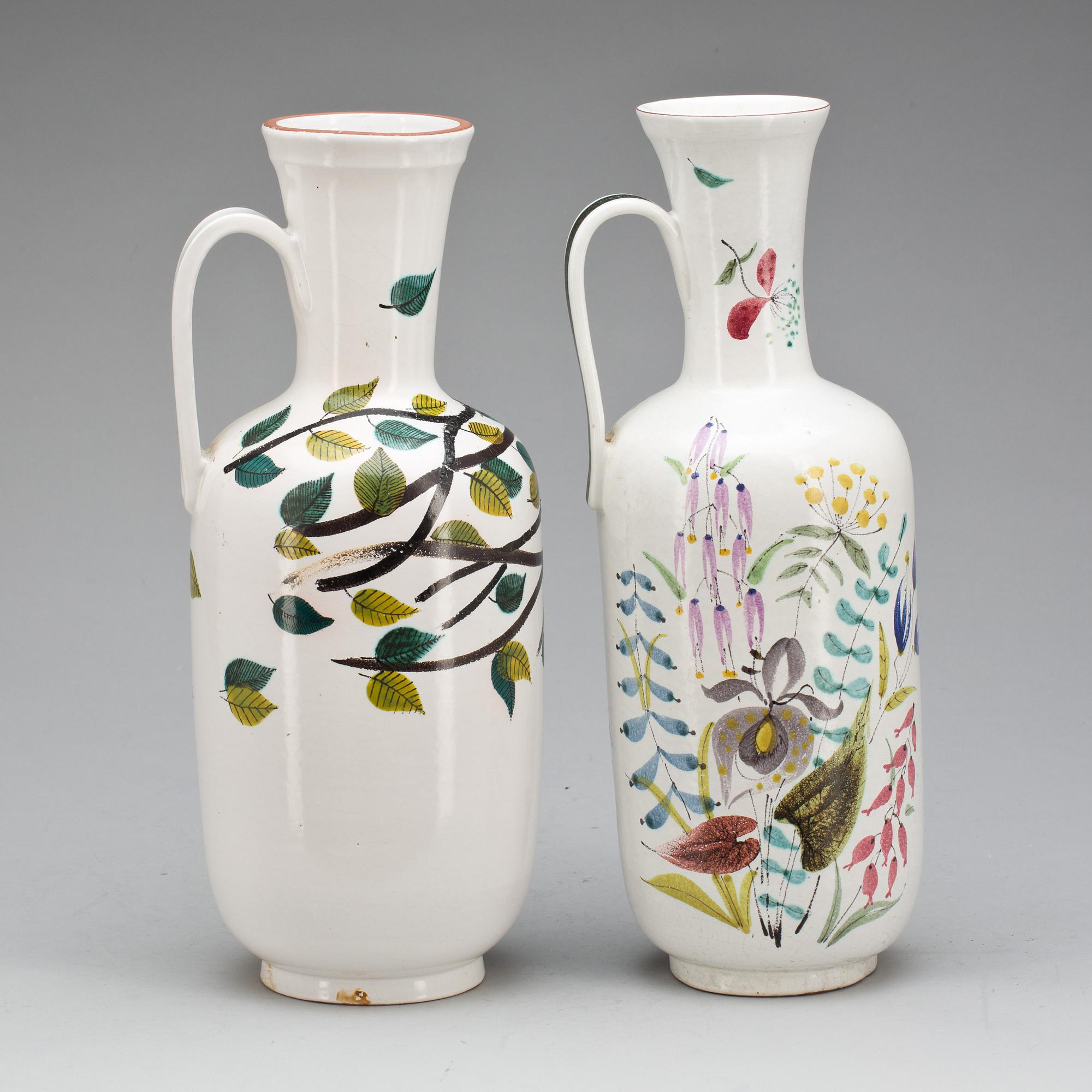 KANNOR, stengods, 2 st. Stig Lindberg, Gustavsberg studio.