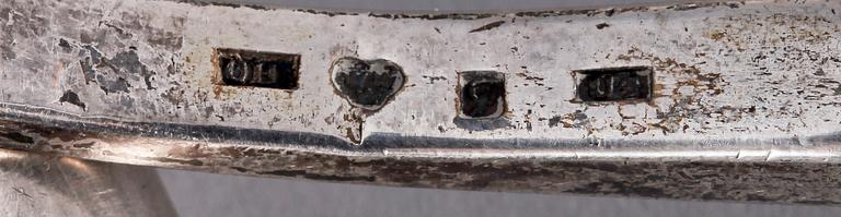 SOPPSLEVAR, 2 st, silver, bla Jonas Lindberg, Stockholm. 1800-tal.