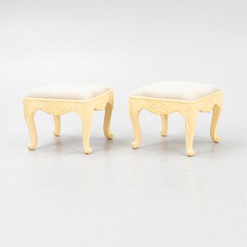 A pair of Rococo style stools, mid-20th Century.