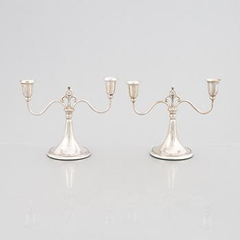 A Pair of Swedish Grace Silver Candelabras, mark of K Anderson, Stockholm 1930.
