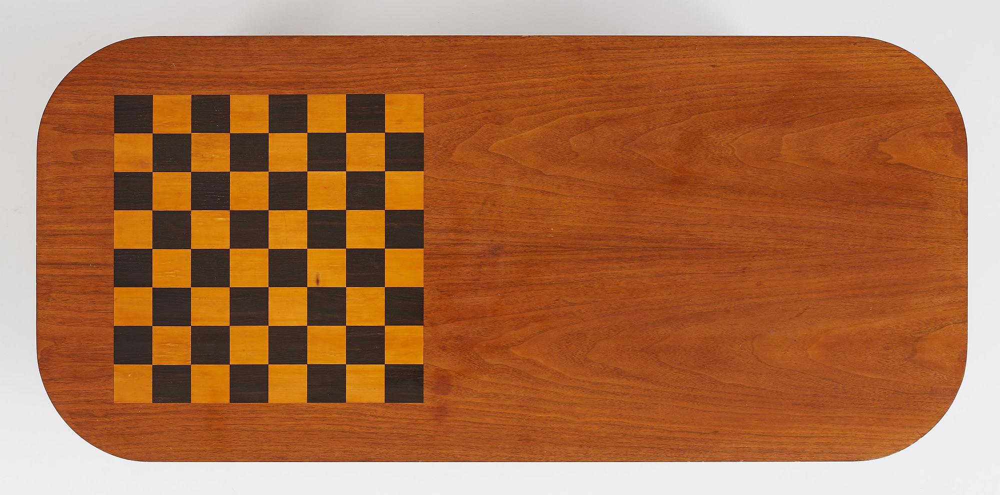 Josef Frank, a mahogany table with inlaid chessboard model "B 552", Firma Svenskt Tenn, 1940s-50s.