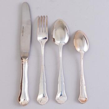 A 36 piece SET OF Chippendale SILVER CUTLERY, marks of  Auran Kultaseppä, Turku 1990.