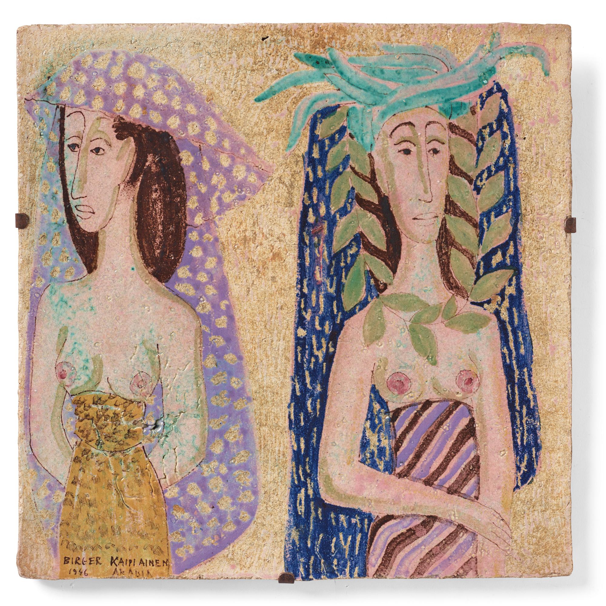 Birger Kaipiainen, a stoneware wall plaque, Arabia, Finland 1946.