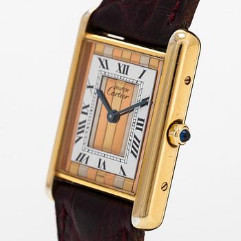 must de Cartier, Tank, Trinity dial, wristwatch, 23.5 x 23 (30.5) mm.