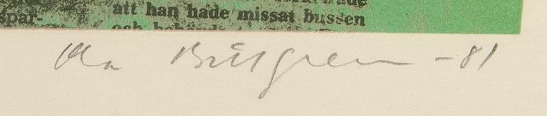 Ola Billgren, litografi, signerad och daterad -81.
