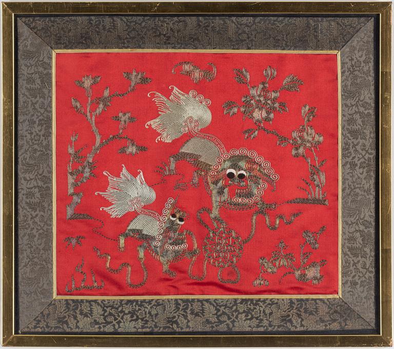 Seven Chinese textiles, 20th century.